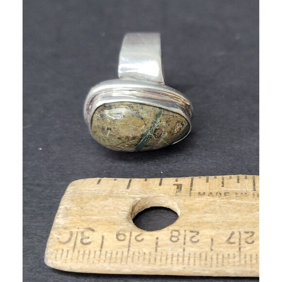 Vintage Sterling Silver & Large Oval Jasper Statement Size‎ 9.5 Ring 35 - Picture 4 of 7